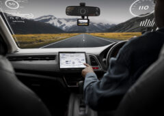 Smart car navigation screen with speedometer